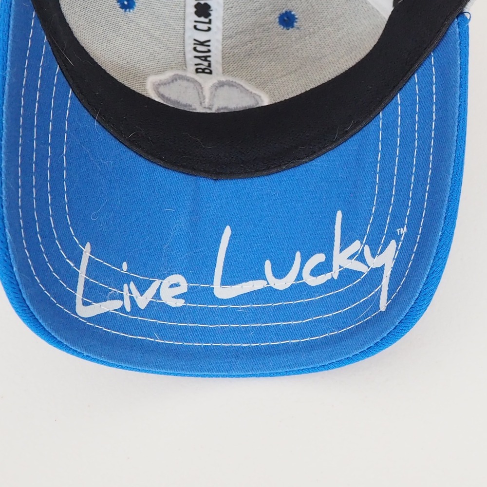 Black Clover Hat Men L/XL Blue Gray Live Lucky Clover Logo A-Flex Golf Cap - Picture 7 of 12
